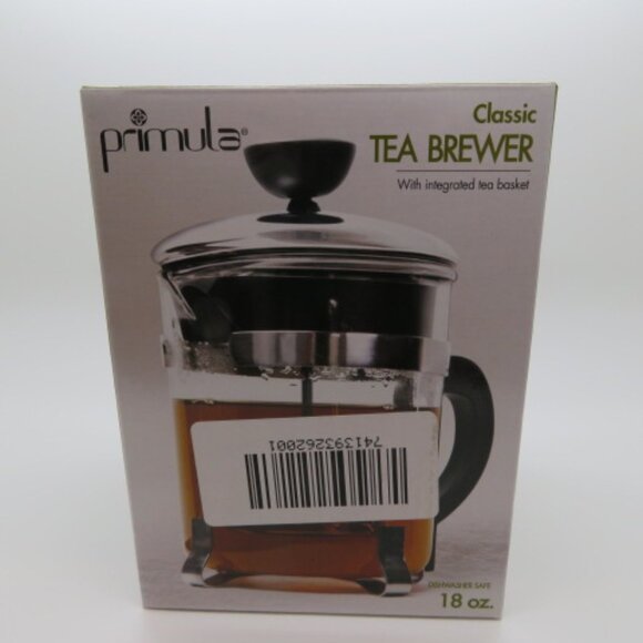 Teapot Tea Infuser Primula 18 oz Glass Pitcher Stainless Steel Basket 1 Serving - Picture 12 of 14